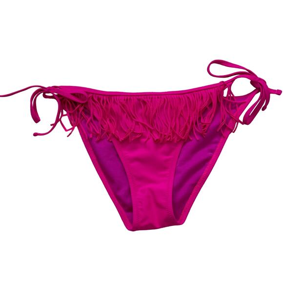 Small / Medium Hot Pink Fringe Bikini Bottom Swimsuit Swim - Picture 1 of 5